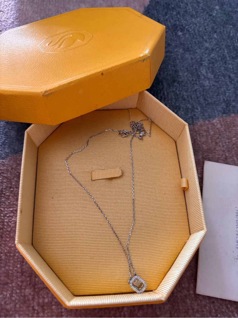 Swarovski Millenia Pendant Necklace - Canary Octagon Cut Crystal with Box